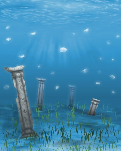 Save Atlantis Underwater background with sunken ruins